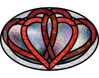 (image for) Just hearts - oval, pattern for stained glass, glass painting